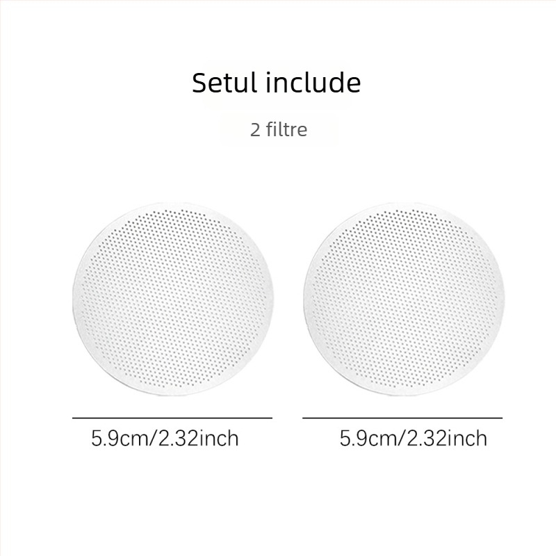 Set de 2 filtre metalice pentru moka pot, dimensiuni 56/59/61/65/68 mm, pentru cafea turnată manual, cu filtru de hârtie