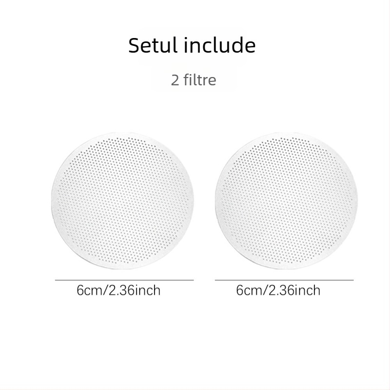 Set de 2 filtre metalice pentru moka pot, dimensiuni 56/59/61/65/68 mm, pentru cafea turnată manual, cu filtru de hârtie