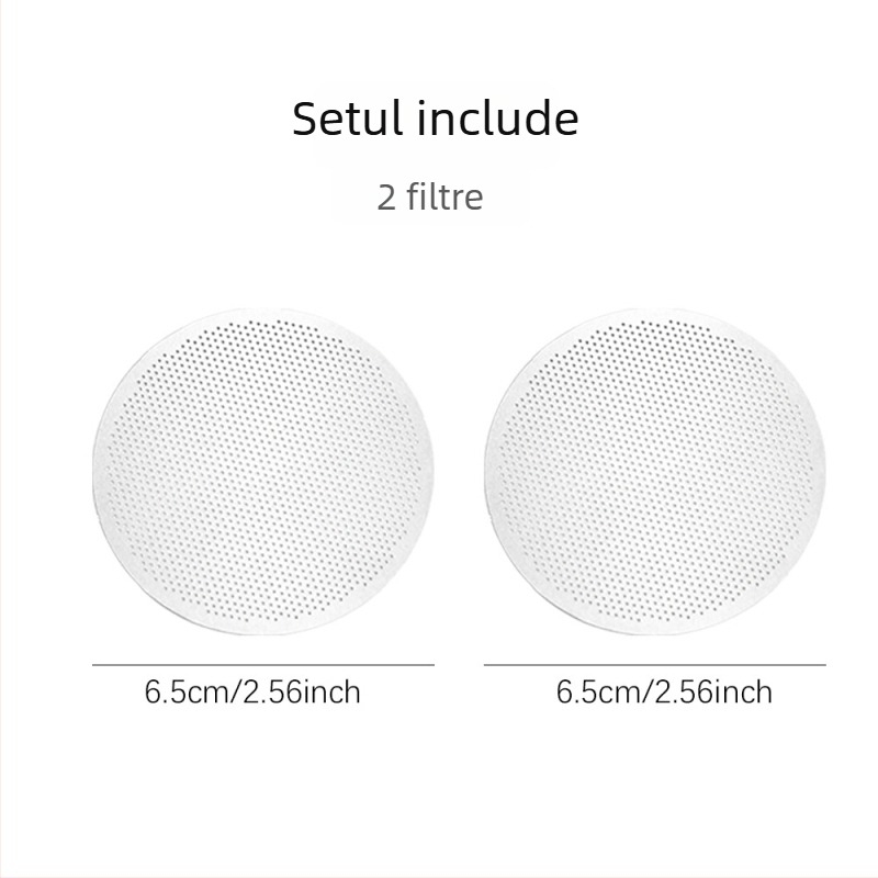 Set de 2 filtre metalice pentru moka pot, dimensiuni 56/59/61/65/68 mm, pentru cafea turnată manual, cu filtru de hârtie