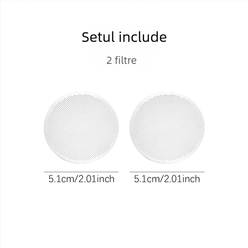 Set de 2 filtre metalice pentru moka pot, dimensiuni 56/59/61/65/68 mm, pentru cafea turnată manual, cu filtru de hârtie