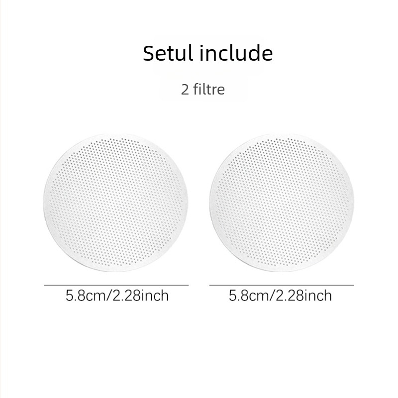 Set de 2 filtre metalice pentru moka pot, dimensiuni 56/59/61/65/68 mm, pentru cafea turnată manual, cu filtru de hârtie