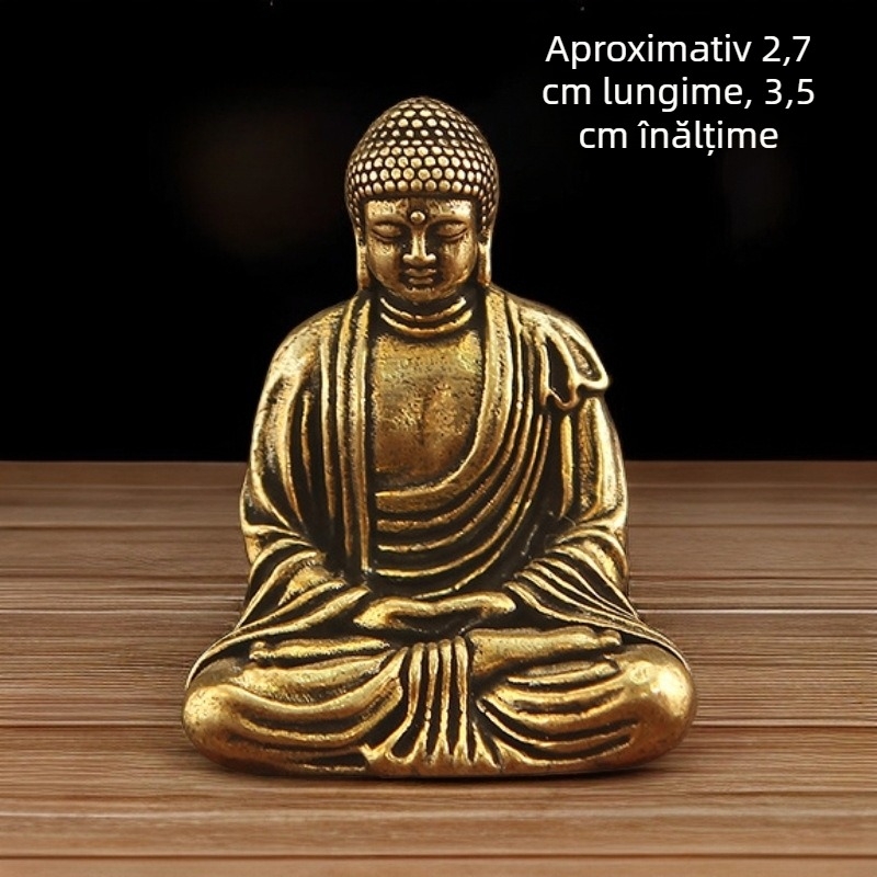 Statuie Buddha din alamă cu Vairocana, Shakyamuni, Amitabha și Bodhisattva — mic ornament așezat