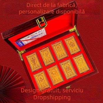 Opt Zei Protectoare Aurii – Autocolante pentru Telefon cu Douăsprezece Zodii, Statuete Buddha, Stil Cultural și Creativ, Cadouri Corporative Premium