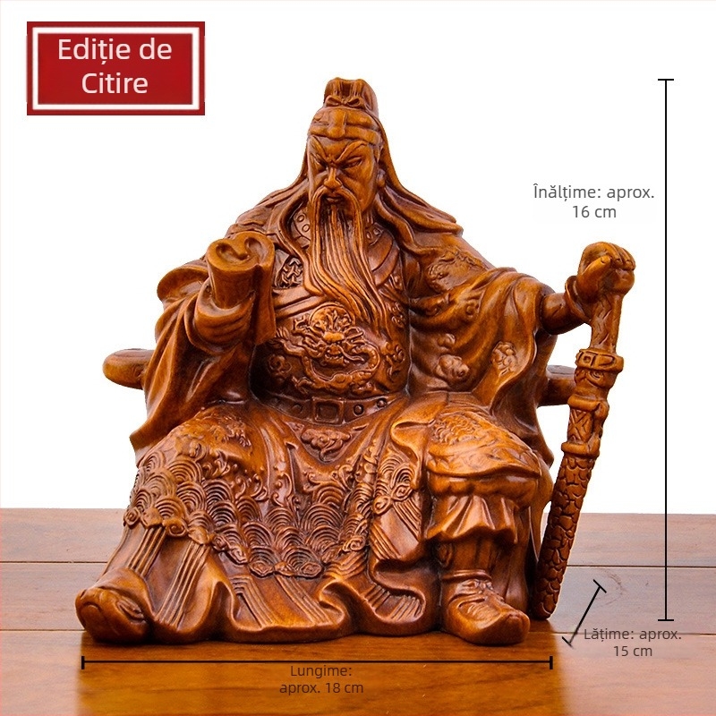 Statuie Guan Yu citind, Zeul bogăției – decor pentru noroc și închinare