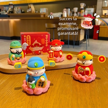 Zeul Bogăției care dă din cap — ornament auto și decor de birou, stil chinezesc, cadou creativ