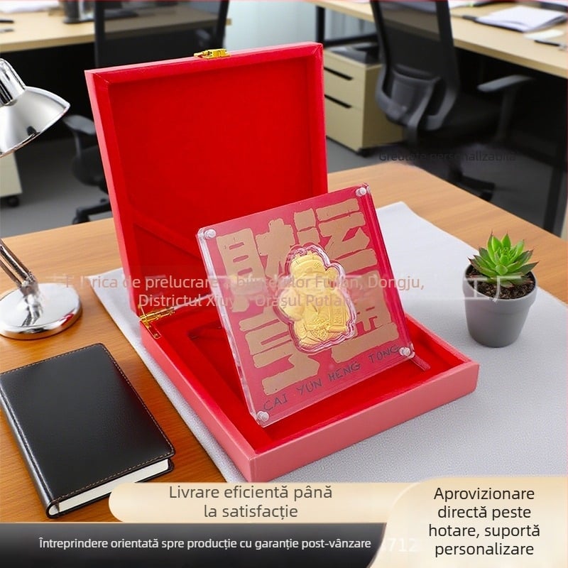 Statuetă din aur 999, 0,5 g – Zeul Bogăției în formă de lingou, set cadou, personalizată