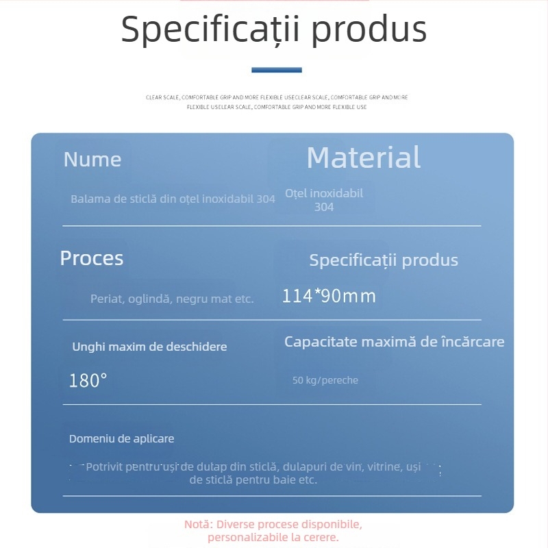 Cleme pentru balamale din oțel inoxidabil pentru sticlă, baie, cabina de duș și vitrină de vin; accesorii hardware rezistente la uzură și rugină