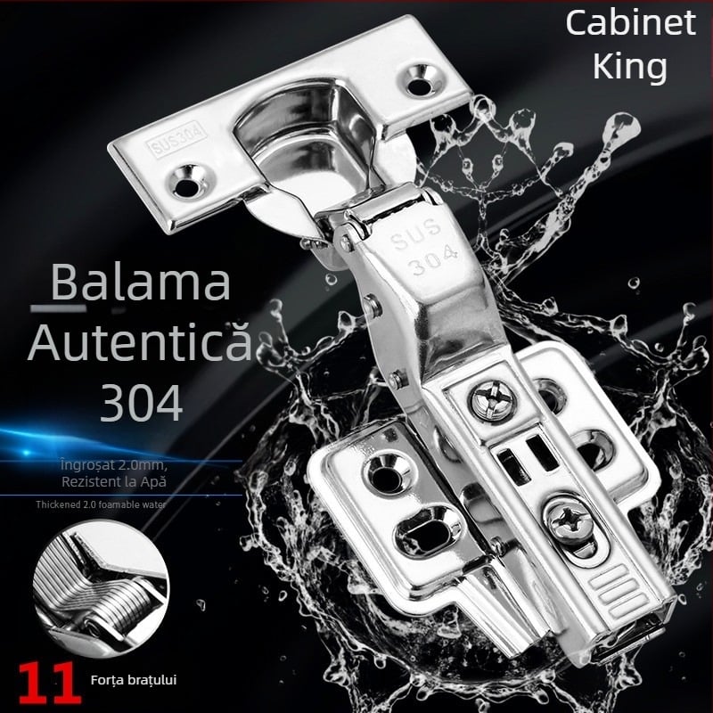 Balama de mobilier cu tampon hidraulic, din oțel inoxidabil 304, grosime 2,0 mm