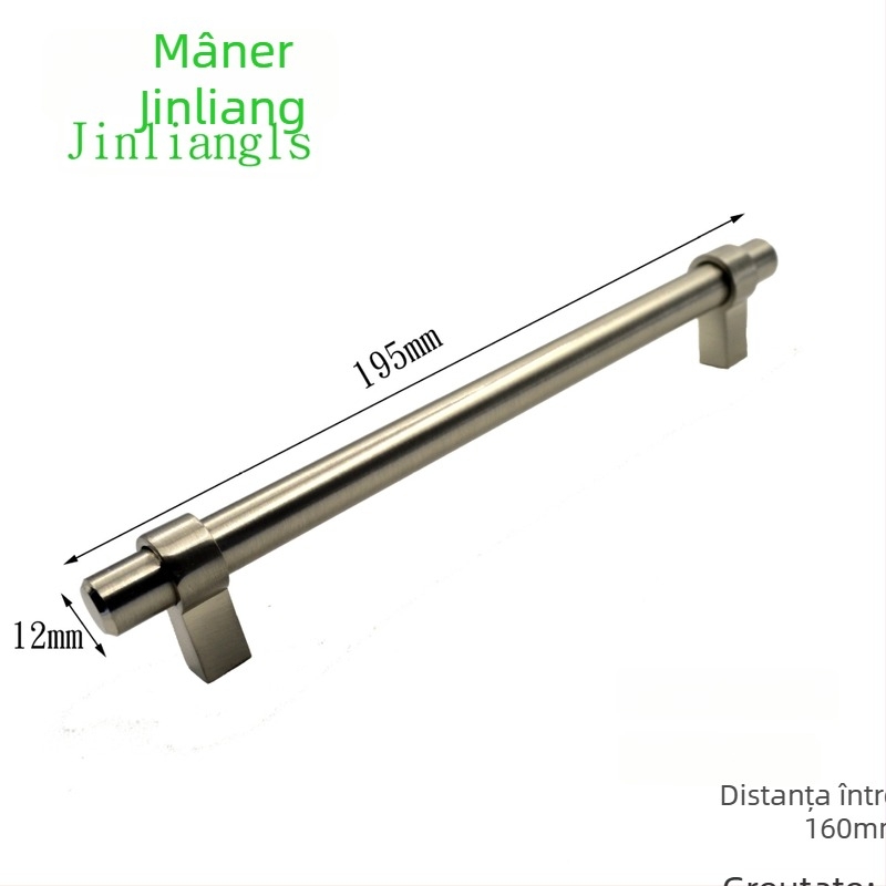 Mâner modern simplu pentru ușa dulapului și pentru sertar — metal solid, distanță între găuri 160 mm, lățime 29 mm