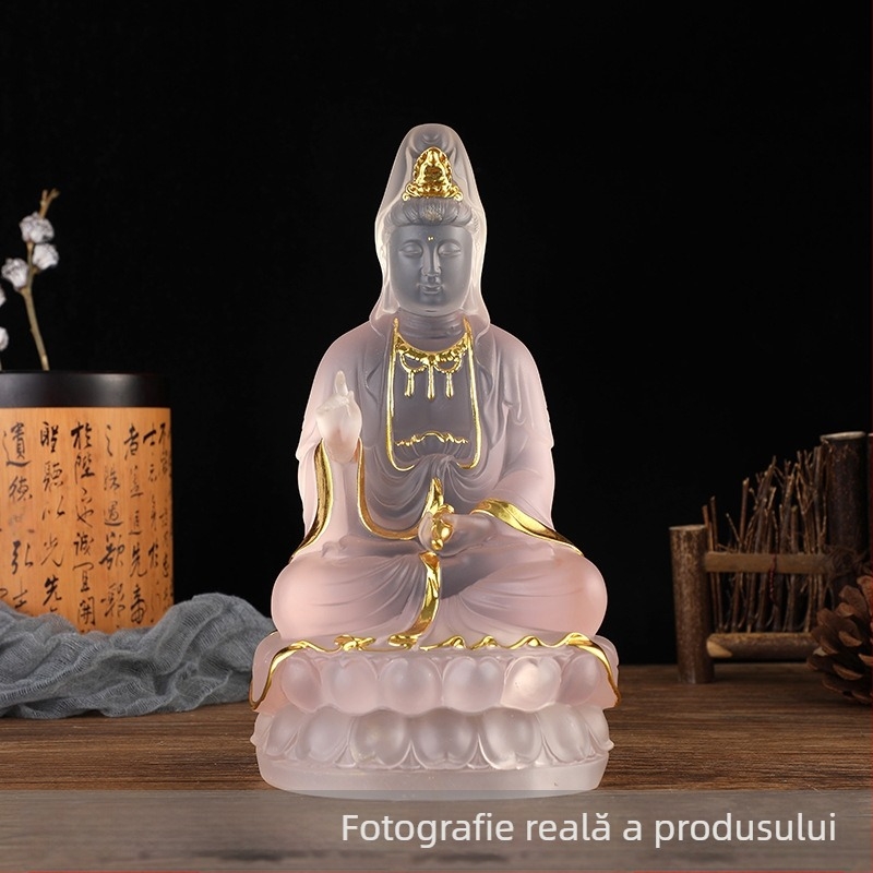 Statuie Guanyin Bodhisattva din rășină, decor pentru casă, obiect artizanal, realizat manual