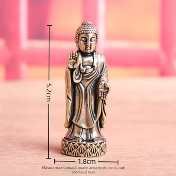Statuetă Buddha din alamă, în picioare, cu Vairocana și Shakyamuni, obiect decorativ vintage pentru masă