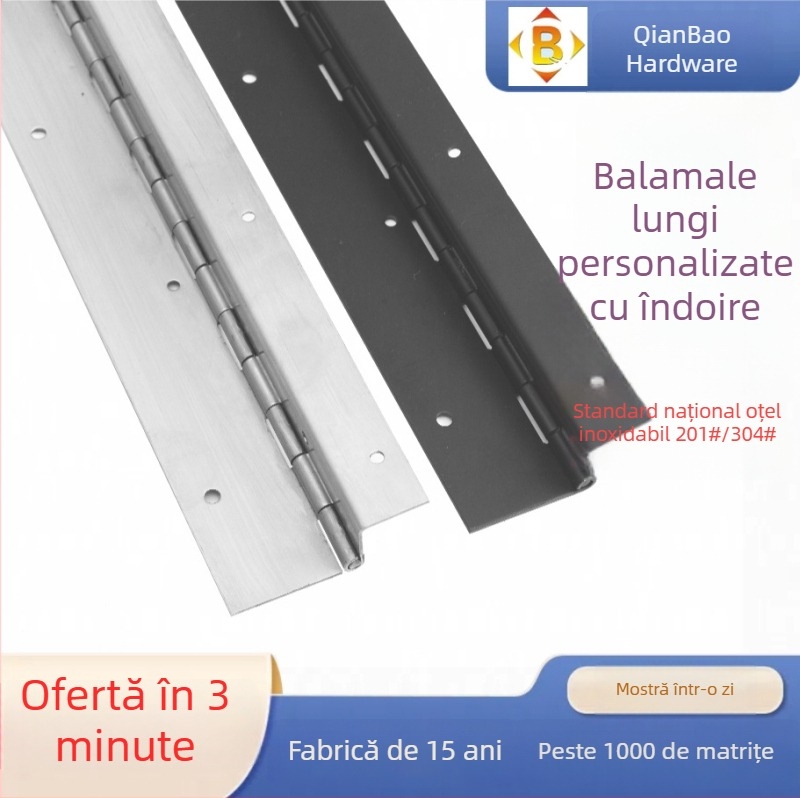 Balama din oțel inoxidabil 316/304/201, lungă, îndoită, pentru uși de dulap și compartimente, cu două îndoiri