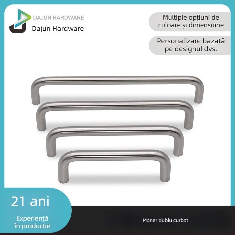 Mâner din oțel inoxidabil solid, cu două curbe, pentru sertare și dulapuri, hardware de mobilier minimalist, în mai multe dimensiuni