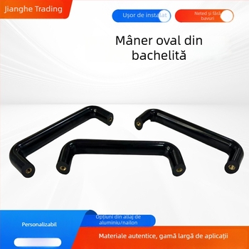 Mâner oval din bakelit, formă de U roșu-negru pentru ușile de dulap, pentru echipamente mecanice