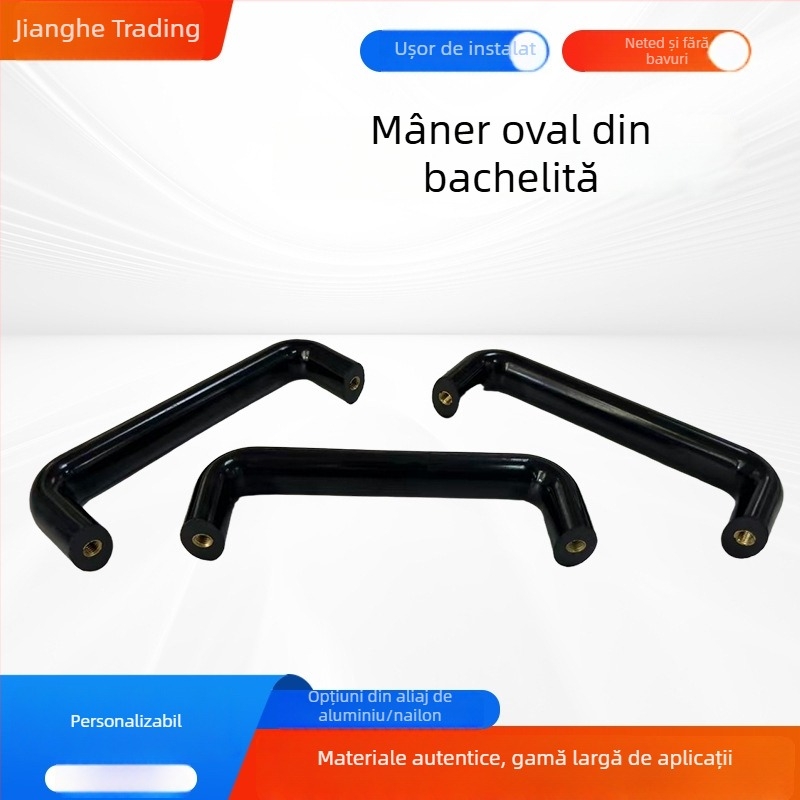 Mâner oval din bakelit, formă de U roșu-negru pentru ușile de dulap, pentru echipamente mecanice
