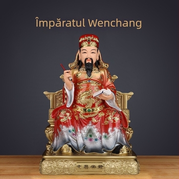 Statui din rășină ale lui Wenchang Dijun și Wenqu Xingjun, zei ai literaturii, obiecte decorative cu binecuvântări pentru faimă și rang oficial