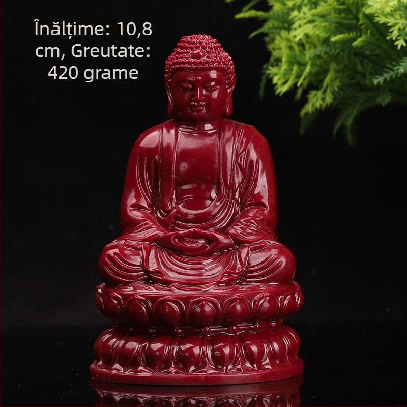 Statuetă autentică din cinnabar cu Buddha Sakyamuni și Buddha Amitabha pentru decorul casei