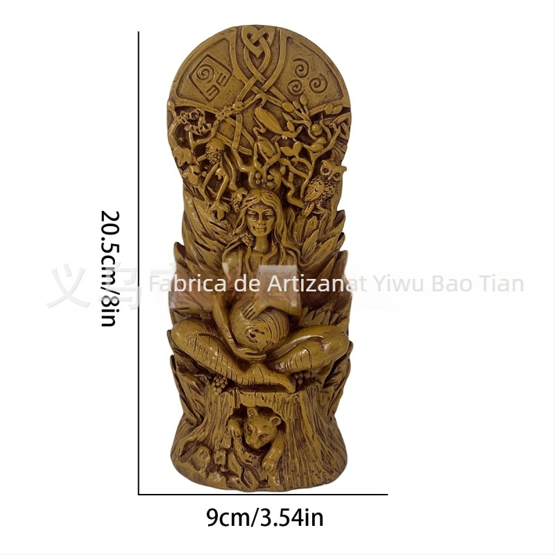Statuie a zeiței Gaia, cu motiv de vrăjitoare pentru altar, Mama Pământului, statuetă decorativă