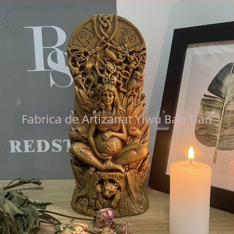 Statuie a zeiței Gaia, cu motiv de vrăjitoare pentru altar, Mama Pământului, statuetă decorativă