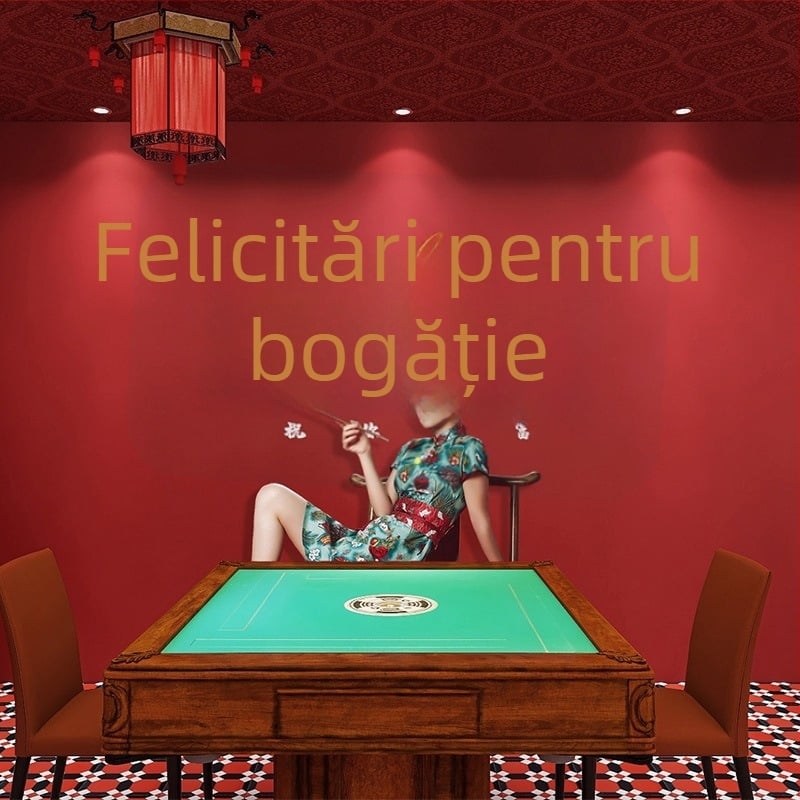 Tapet pentru sala de mahjong – stil național modern pentru camere de jocuri și săli de biliard, mural tematic creativ pentru cafenele cu ceai cu lapte