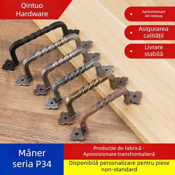 Mâner de ușă din fier forjat, lucrat manual, stil vintage; pentru uși, dulapuri, dulapuri pentru pantofi și garderobă