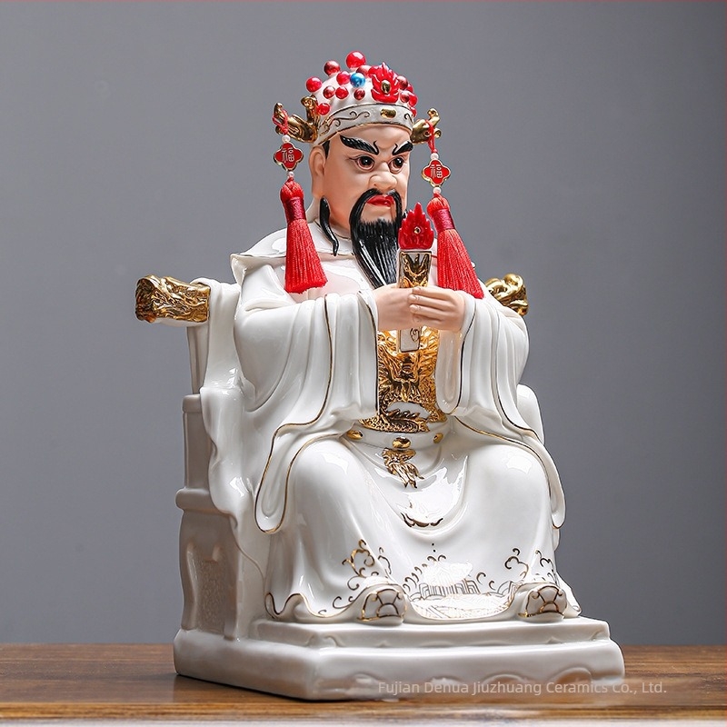 Statuie Dehua Dragon King din porțelan, Cinci Domnitori, Statuie Buddha Dragon Guangji de pe Muntele Wutai, Ornament de închinare
