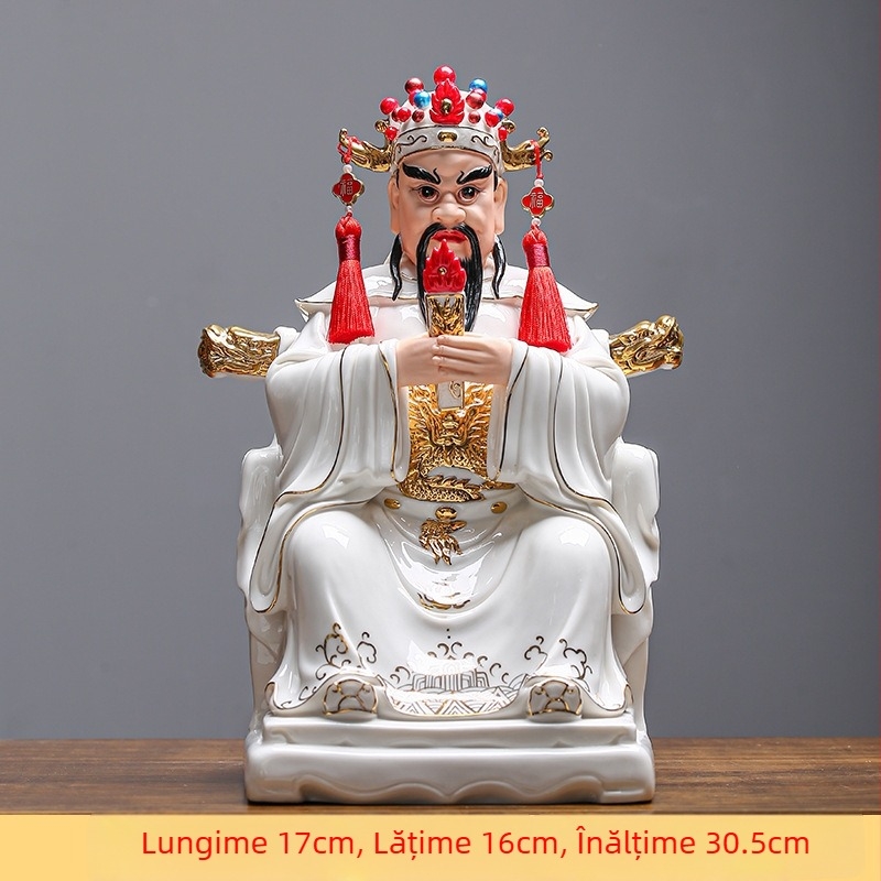 Statuie Dehua Dragon King din porțelan, Cinci Domnitori, Statuie Buddha Dragon Guangji de pe Muntele Wutai, Ornament de închinare