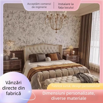 Tapet franțuzesc retro, alb-negru, cu flori și păsări, pentru dormitor – decor de perete în stil pastoral