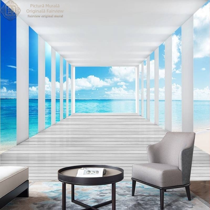 Tapet 3D stereoscopic pentru spațiu mare, stil nordic minimalist pentru sufragerie, studio și dining