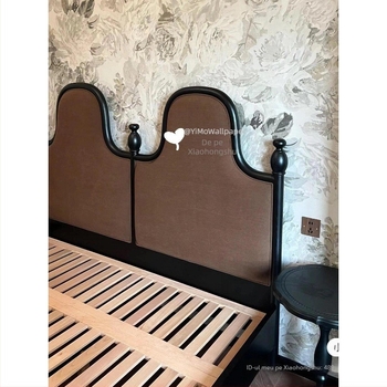 Tapet floral pastoral în stil american, fără sudură, murală de perete cu fundal roz vintage
