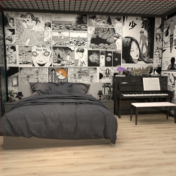 Tapet Tomie – desen animat horror, manga alb-negru pentru decorarea camerei