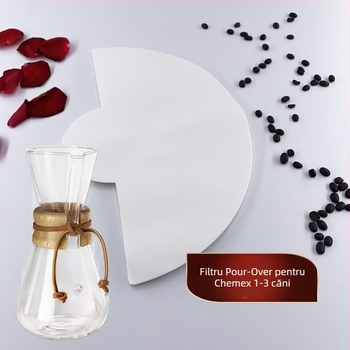 Filtru de cafea Chemex pătrat, plat, pre-pliat, pentru uz casnic, formă semilună pentru recipient comun