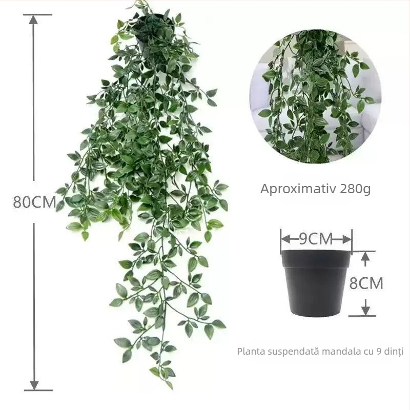 Plantă atârnată artificială cu frunze în formă de mandala pentru decor interior și exterior