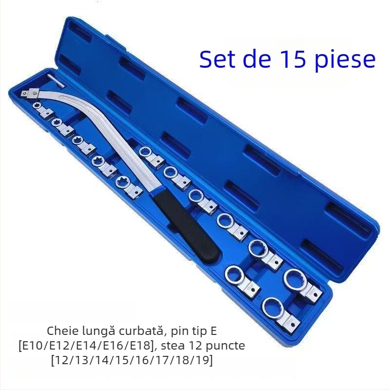 Set de 15 piese de chei reglabile pentru cureaua motorului auto, pentru demontarea și montarea ventilatoarelor, cheie cu 12 unghiuri hexagonale