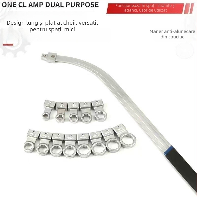 Set de 15 piese de chei reglabile pentru cureaua motorului auto, pentru demontarea și montarea ventilatoarelor, cheie cu 12 unghiuri hexagonale