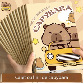 Caiet Capybara — Notițe cu desene animate pentru elevi, 16K, copertă moale