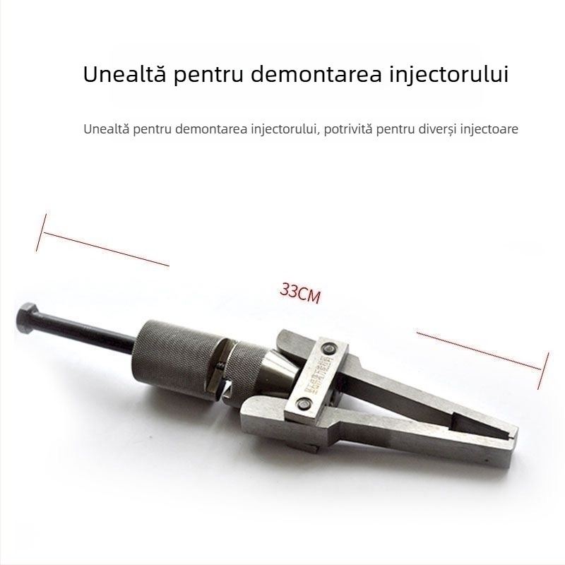 Unealtă multifuncțională pentru demontarea injectorului de combustibil, cu extractor glisant pentru duze și clemă de fixare