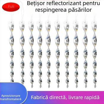 Unealtă de disuasiune a păsărilor pentru grădină, cu bețișor spiral reflectorizant și dispozitiv de speriere cu bliț