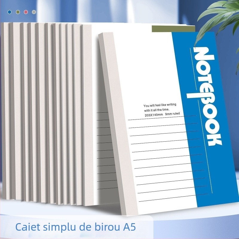8 caiete A5, copertă moale, legare cu adeziv, stil simplu pentru birou