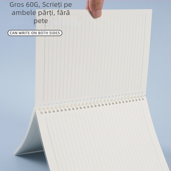 Caiet minimalist în stil Ins, format A4/A5, copertă PVC, legare spirală, gros, pentru elevi, exerciții de scriere, jurnal și notițe de birou