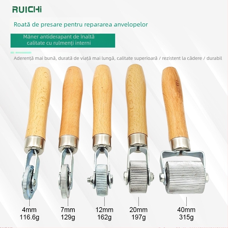 Set de reparații pneuri auto cu role de compactare și foaie de reparații la rece