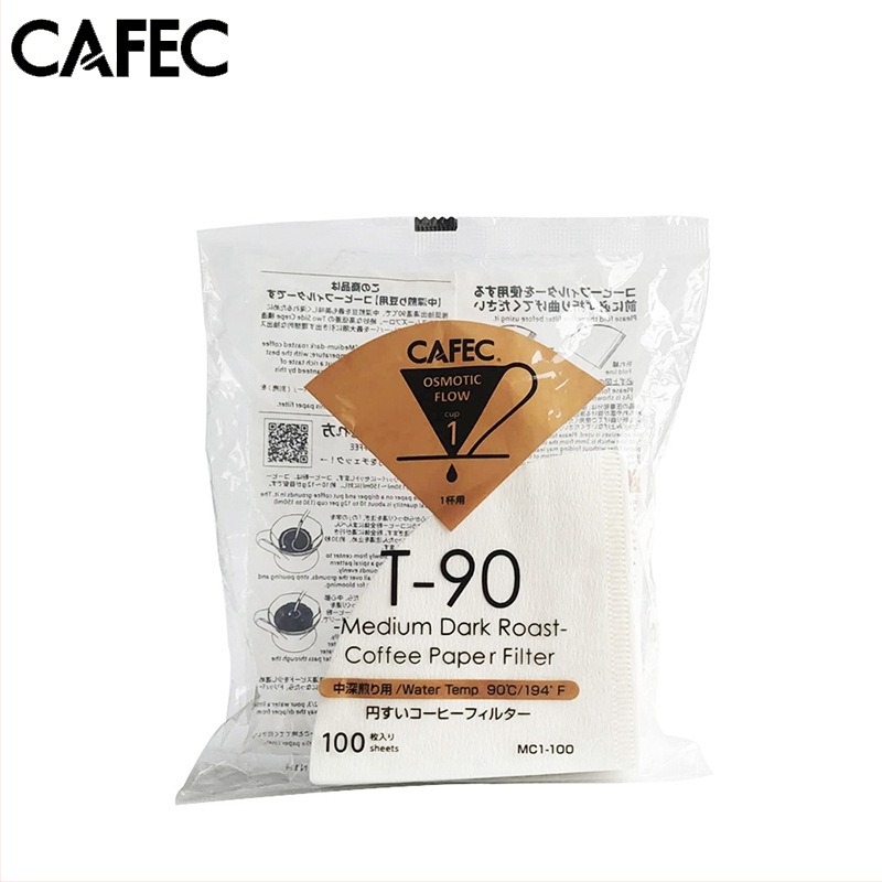 CAFEC filtru de cafea V60, con, Abaca, 100 coli, pentru filtrare prin infuzie manuală, gama de prăjire: de la deschis la închis
