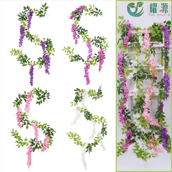 Flori artificiale de wisteria pentru decor de nuntă, viță agățată pentru tavan și coridor, înălțime 200 cm sau mai mult