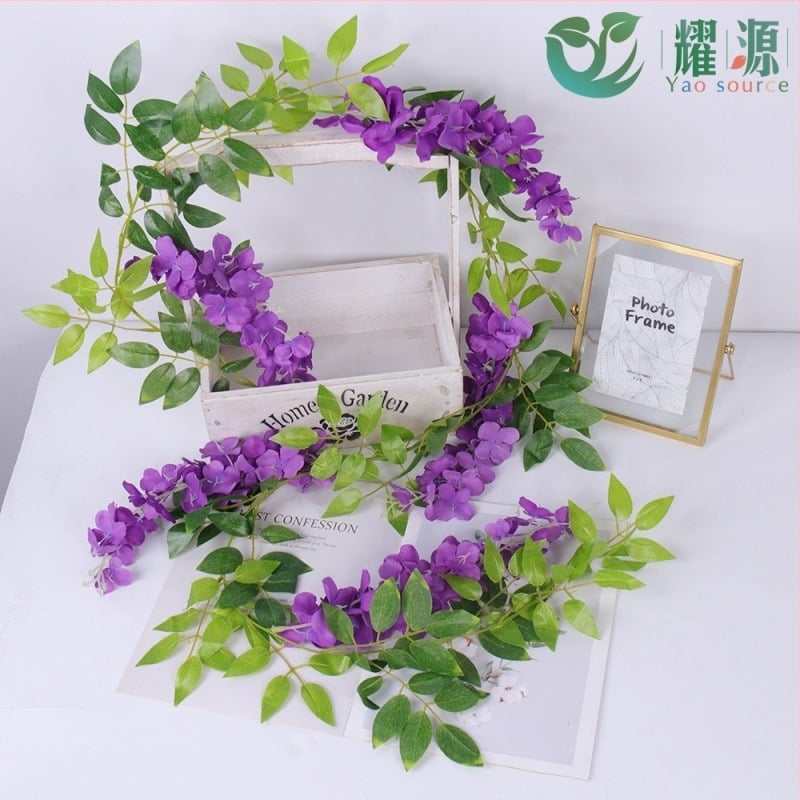 Flori artificiale de wisteria pentru decor de nuntă, viță agățată pentru tavan și coridor, înălțime 200 cm sau mai mult