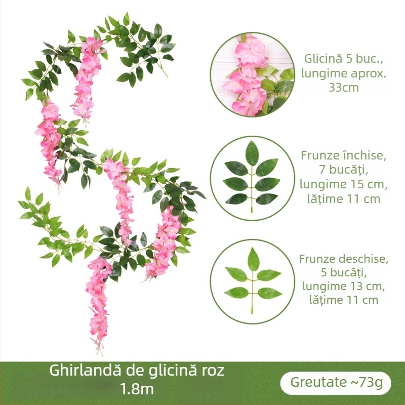 Flori artificiale de wisteria pentru decor de nuntă, viță agățată pentru tavan și coridor, înălțime 200 cm sau mai mult