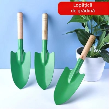  Lopată mică cu mâner din lemn pentru plantarea florilor și afânarea solului în grădină