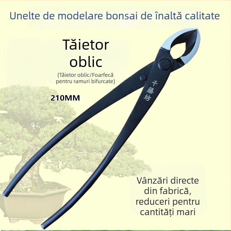 Clește diagonal pentru bonsai — foarfecă pentru ramuri în formă de furcă, unealtă din oțel compozit pentru modelarea bonsai, tăierea ramurilor laterale, Qiantengfang