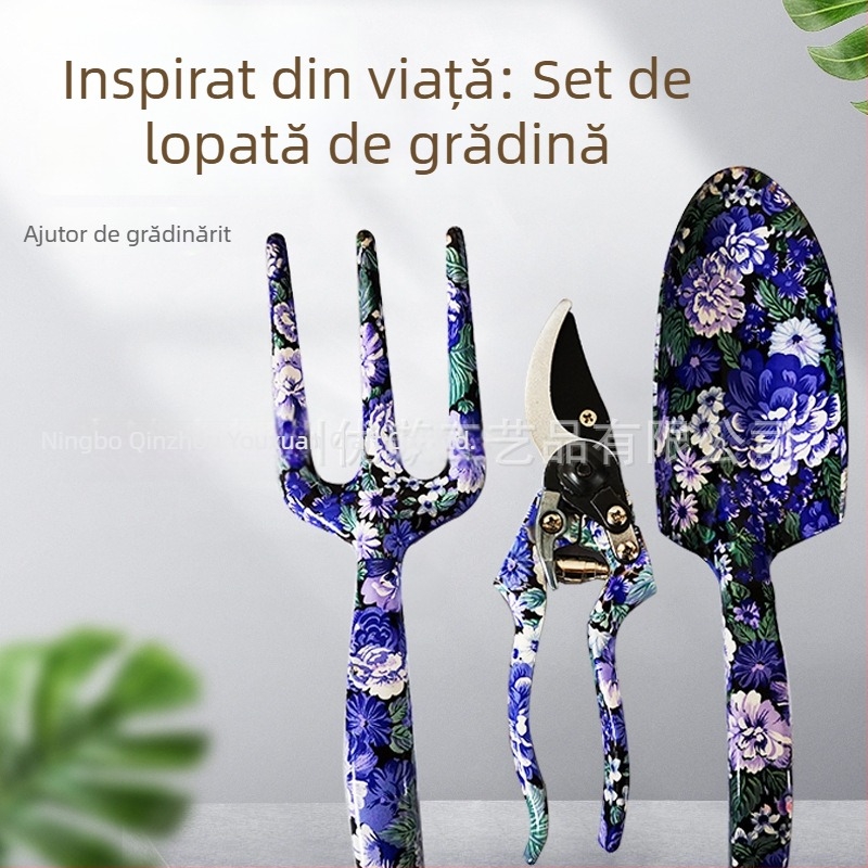 Set unelte de grădină cu imprimeu floral, 3 piese, Yx