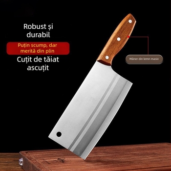 Jinshengyuan Cuțit de tăiere a cărnii cu mâner din lemn solid, oțel inoxidabil, cuțit de bucătărie pentru feliere