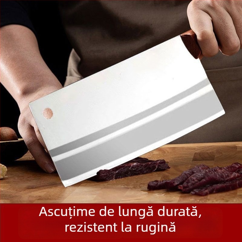 Jinshengyuan Cuțit de tăiere a cărnii cu mâner din lemn solid, oțel inoxidabil, cuțit de bucătărie pentru feliere